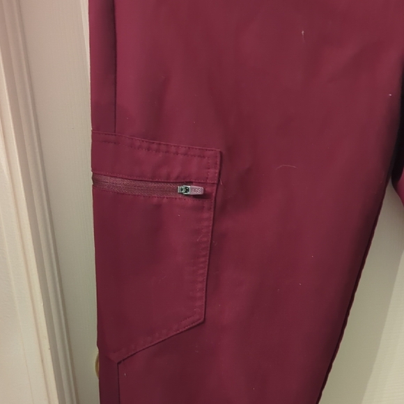 Figs Maroon Jogger Pants with Silver Accents - Picture 4 of 6